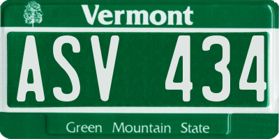 VT license plate ASV434