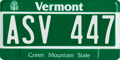 VT license plate ASV447