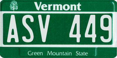 VT license plate ASV449