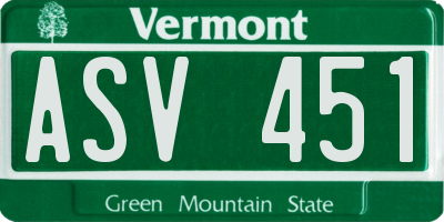 VT license plate ASV451
