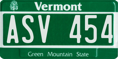 VT license plate ASV454