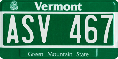 VT license plate ASV467