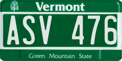 VT license plate ASV476