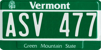 VT license plate ASV477