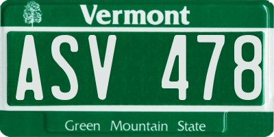 VT license plate ASV478