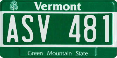 VT license plate ASV481