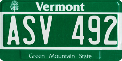 VT license plate ASV492