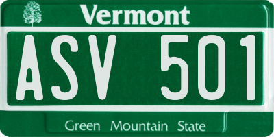 VT license plate ASV501
