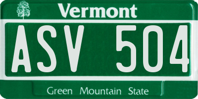 VT license plate ASV504