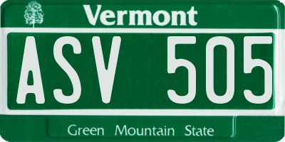 VT license plate ASV505