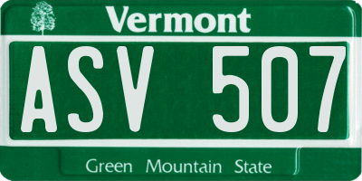 VT license plate ASV507