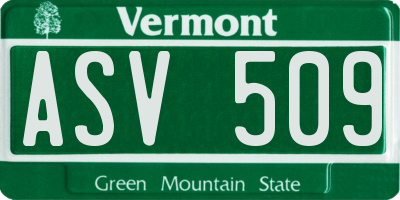 VT license plate ASV509