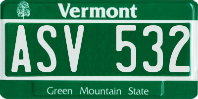 VT license plate ASV532
