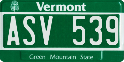 VT license plate ASV539