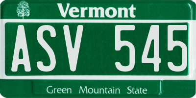 VT license plate ASV545