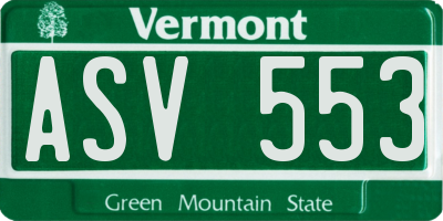 VT license plate ASV553