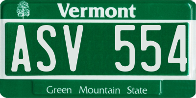 VT license plate ASV554