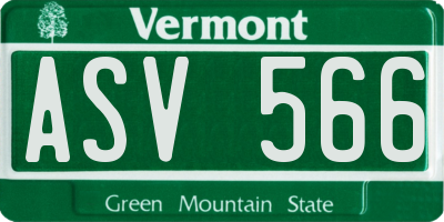 VT license plate ASV566