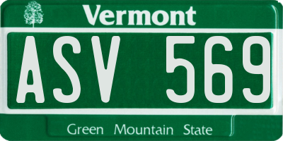 VT license plate ASV569