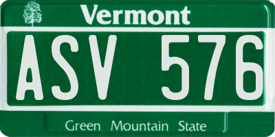 VT license plate ASV576