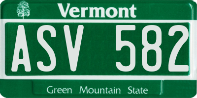 VT license plate ASV582