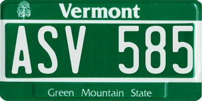 VT license plate ASV585