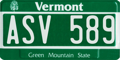 VT license plate ASV589
