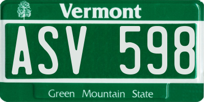 VT license plate ASV598