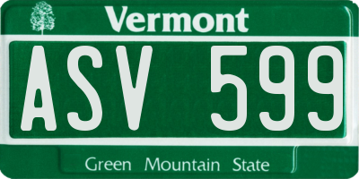 VT license plate ASV599