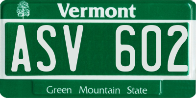 VT license plate ASV602