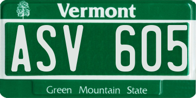 VT license plate ASV605