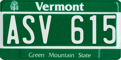 VT license plate ASV615