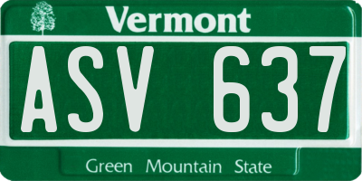VT license plate ASV637