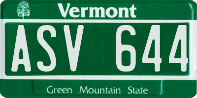 VT license plate ASV644