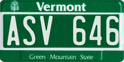 VT license plate ASV646