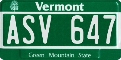 VT license plate ASV647