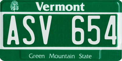 VT license plate ASV654