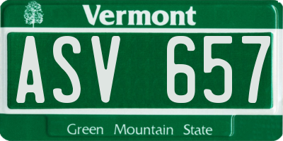 VT license plate ASV657