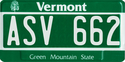 VT license plate ASV662