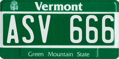 VT license plate ASV666