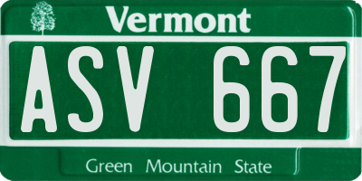 VT license plate ASV667