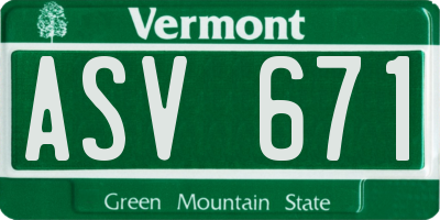 VT license plate ASV671