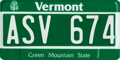 VT license plate ASV674