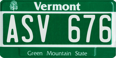 VT license plate ASV676