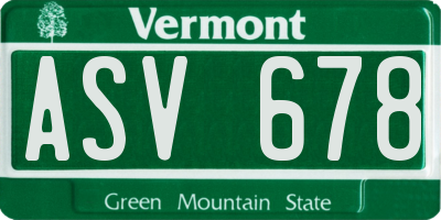 VT license plate ASV678