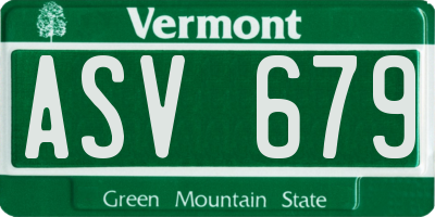 VT license plate ASV679
