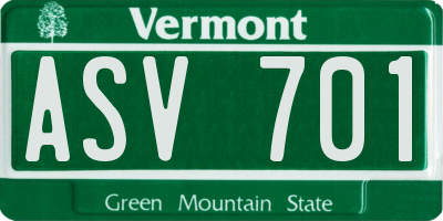 VT license plate ASV701