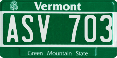 VT license plate ASV703