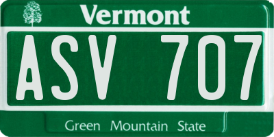 VT license plate ASV707