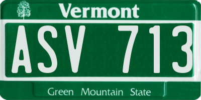 VT license plate ASV713